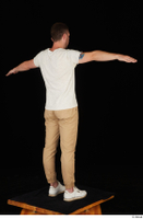  Trent brown trousers casual dressed standing t poses white sneakers white t shirt whole body 0006.jpg